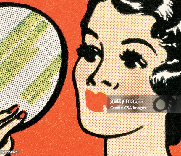 black-haired woman - vanity stock illustrations