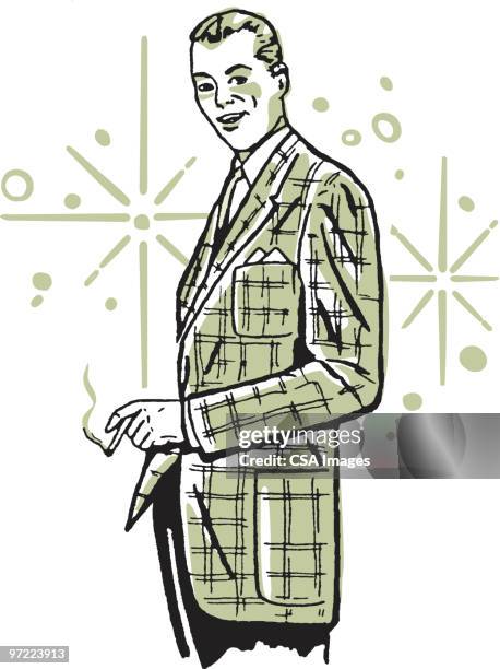 man smoking - suit jacket stock illustrations