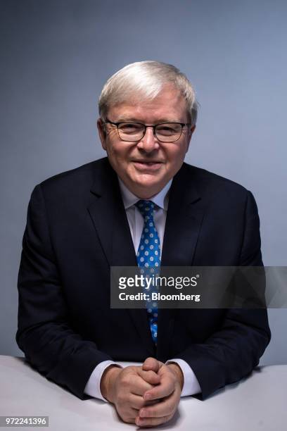 Kevin Rudd, Australia's former prime minister, poses for a photograph before a Bloomberg Television interview in London, U.K., on Tuesday, June 12,...