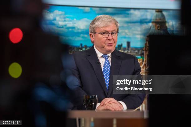 Kevin Rudd, Australia's former prime minister, speaks during a Bloomberg Television interview in London, U.K., on Tuesday, June 12, 2018. South...