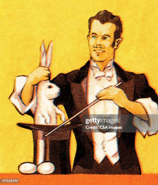 rabbit in a hat - rabbit hat stock illustrations