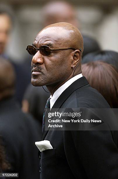 Actor Delroy Lindo, who starred with Aaliyah in the movie "Romeo Must Die," leaves St. Ignatius Loyola Roman Catholic Church on E. 84th St. After...