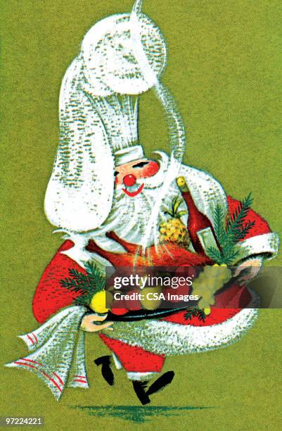 santa serving food - christmas dinner stock illustrations