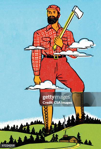 paul bunyan - lumberjack stock illustrations