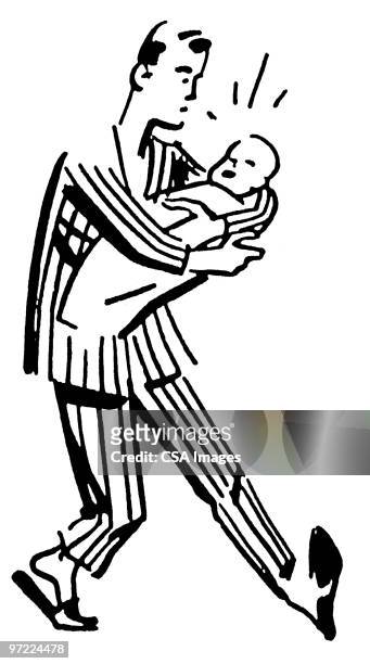 father and child - newborn baby stock illustrations