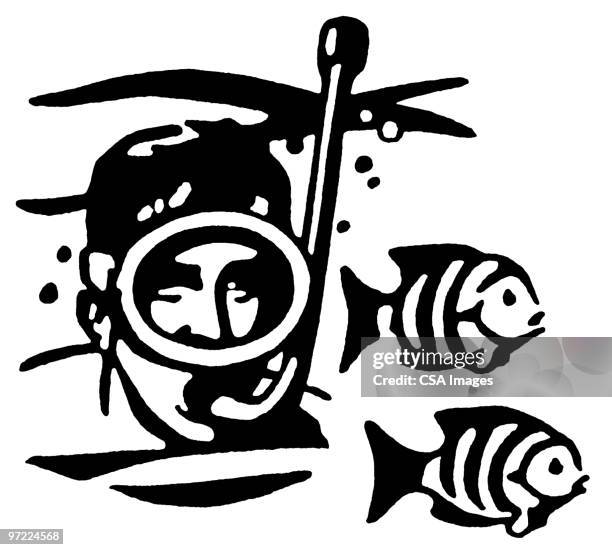 bildbanksillustrationer, clip art samt tecknat material och ikoner med snorkeler - dykmask