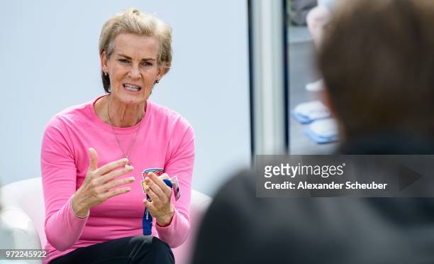Judy Murray, mother of Andy Murray is seen on Day Two of the WTA Nuernberger Versicherungscup on May 20, 2018 in Nuremberg, Germany.