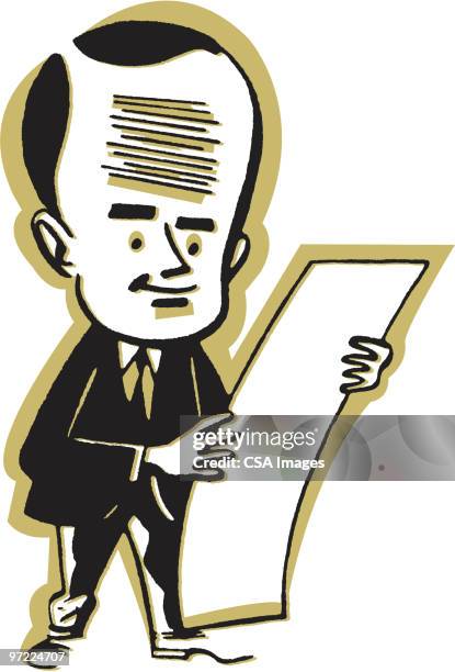 businessman reading a document - reading contract stock illustrations