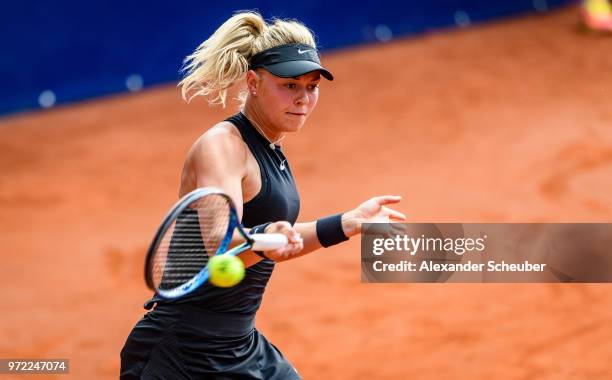 Carina Witthoeft of Germany in action during Day Three of the WTA Nuernberger Versicherungscup on May 21, 2018 in Nuremberg, Germany.