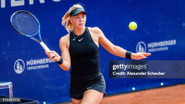 Carina Witthoeft of Germany in action during Day Three of the WTA Nuernberger Versicherungscup on May 21, 2018 in Nuremberg, Germany.