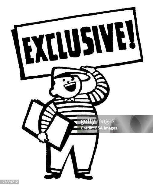 exclusive! - zeitungsausträger stock-grafiken, -clipart, -cartoons und -symbole