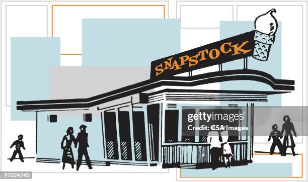 snapstock ice cream shop - fast food stock illustrations