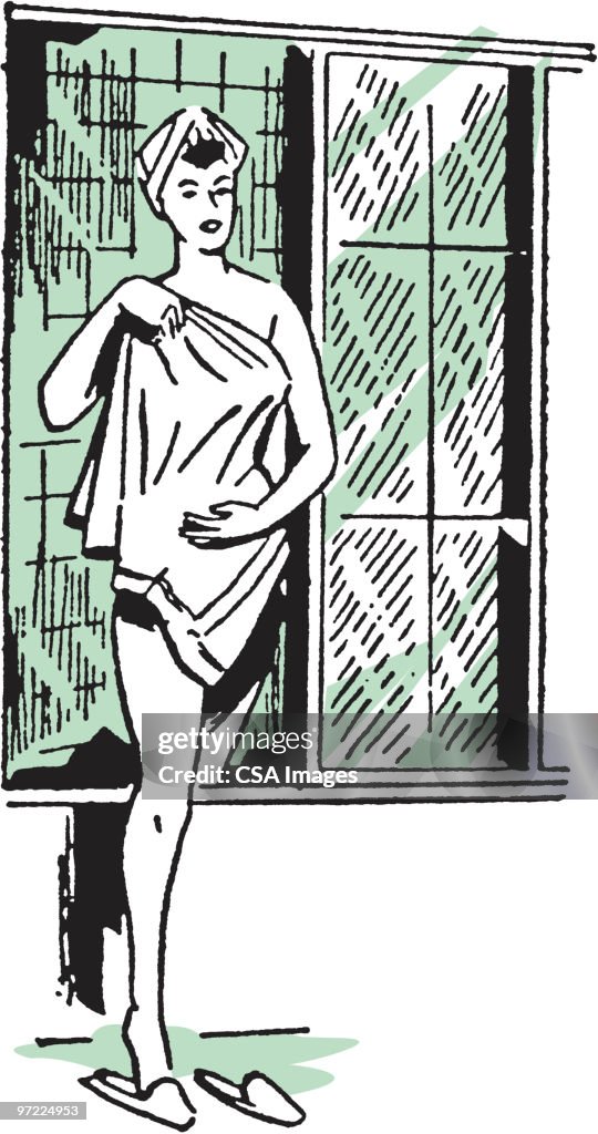 Woman Stepping Out from a Shower