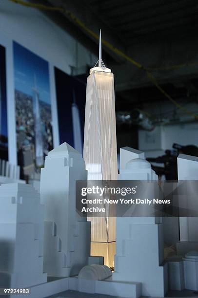 Model of the Freedom Tower, incorporating the newest design refinements, is on display at the American Institute of Architects Design Awards luncheon...