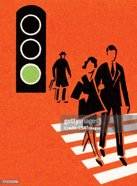 crosswalk at green light - stop light stock illustrations