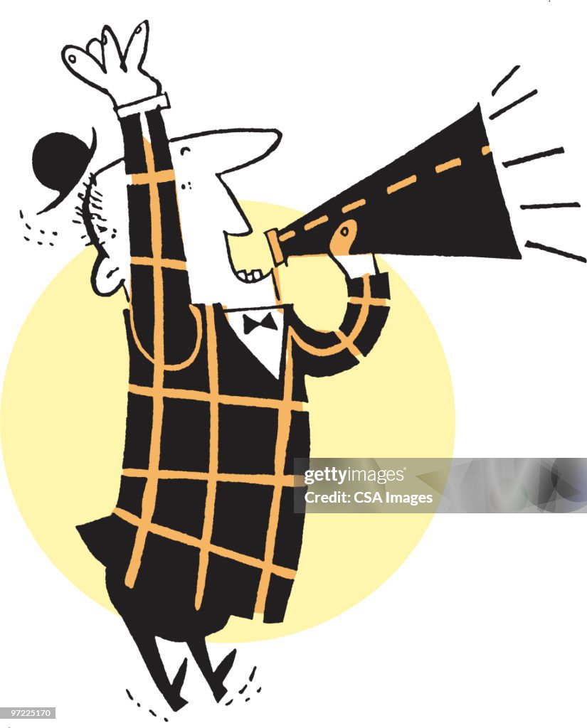 Man Calling Out with Megaphone