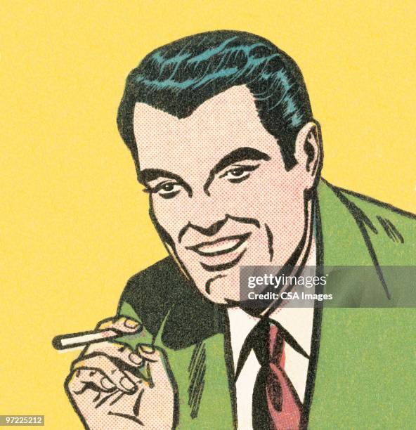 man smoking - sideburn stock illustrations