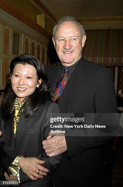 Actor Gene Hackman with wife Betsy Arakawa at the United Celebral Palsy of New York City's 15th annual Champagne Stakes at Etoile restaurant on E....