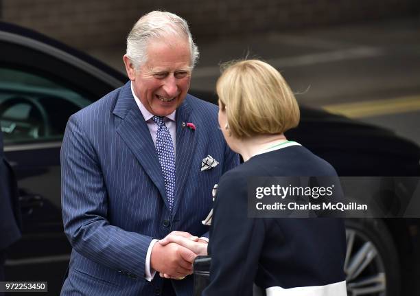 Prince Charles, Prince of Wales visits Ulster University's Colraine Campus on June 12, 2018 in County Londonderry, United Kingdom. The Prince of...