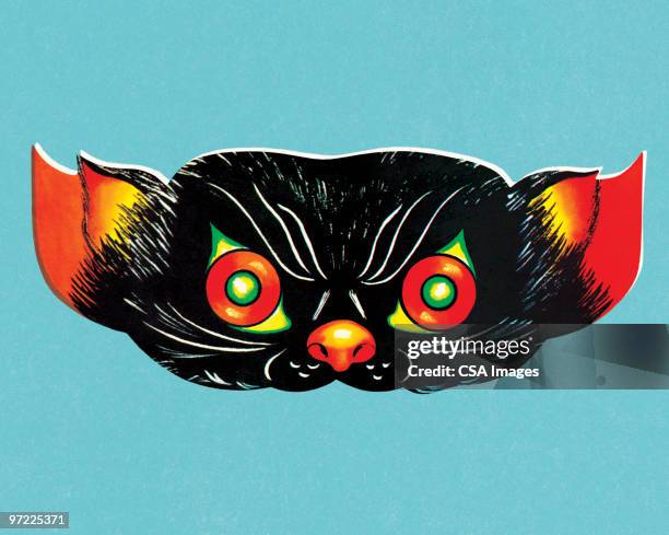 black cat mask - cat face mask stock illustrations