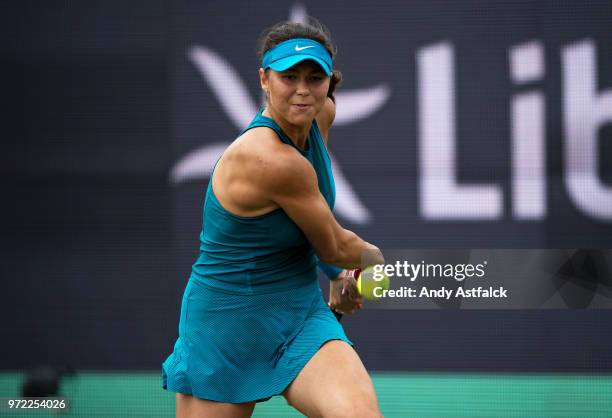 Natalia Vikhlyantseva of Russia in action against Kiki Bertens of the Netherlands during their first round match on Day Two of the Libema Open 2018...