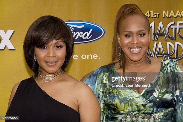 Erica Campbell and Tina Campbell arrives at The Shrine Auditorium on February 26, 2010 in Los Angeles, California.