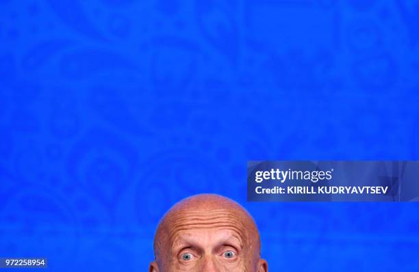 Chairman of the FIFA Referees Committee Pierluigi Collina attends a press conference in the Luzhniki stadium in Moscow on June 12 ahead of the Russia...