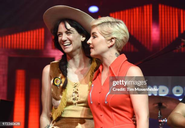 Nikki Lane and Maggie Rose perform during a Grand Ole Opry tribute at the 2018 Bonnaroo Music & Arts Festival on June 10, 2018 in Manchester,...