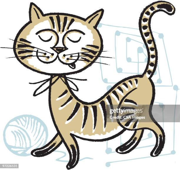 cat and yarn - cat tail stock illustrations