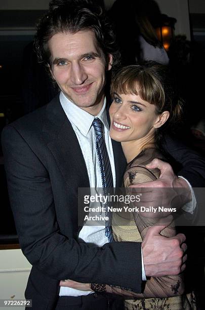 Amanda Peet and her fiance, playwright David Benioff, attend an opening night party for the Broadway production of "Barefoot in the Park" at the...