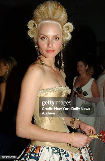 Amber Valletta wears an appropriate period coif as she attends the Metropolitan Museum of Art's annual Costume Institute Gala celebrating the...