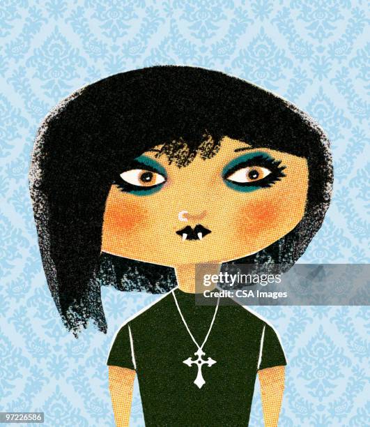 illustrations, cliparts, dessins animés et icônes de goth girl - young goth girls