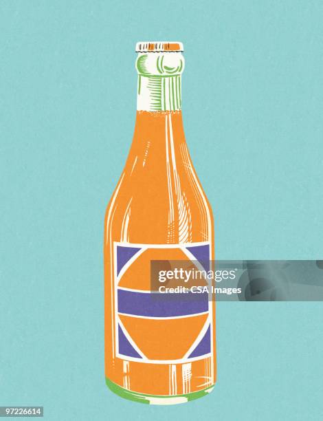 bottle of orange soda - soda stock illustrations