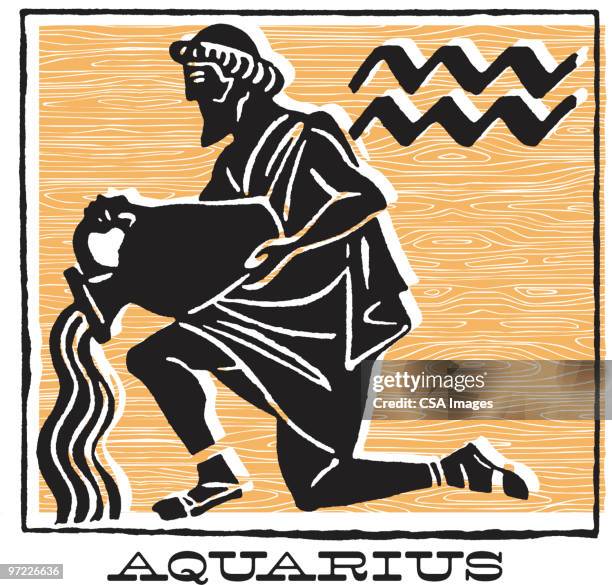 illustrations, cliparts, dessins animés et icônes de aquarius - signe du verseau