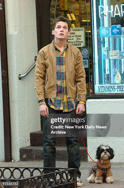 American actor Anton Yelchin during scene in the movie New York I Love You .w70th St and Columbus Ave.