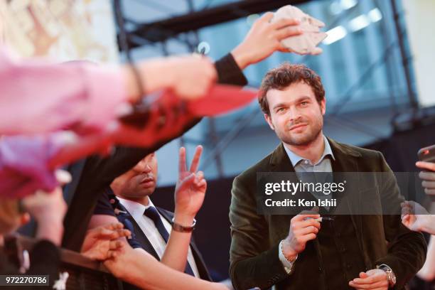 Alden Ehrenreich attends the premiere for 'Solo: A Star Wars Story' at Roppongi Hills on June 12, 2018 in Tokyo, Japan.