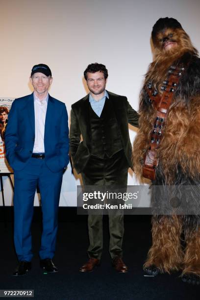 Ron Howard and Alden Ehrenreich attend the premiere for 'Solo: A Star Wars Story' at Roppongi Hills on June 12, 2018 in Tokyo, Japan.