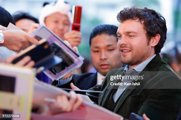 Alden Ehrenreich attends the premiere for 'Solo: A Star Wars Story' at Roppongi Hills on June 12, 2018 in Tokyo, Japan.