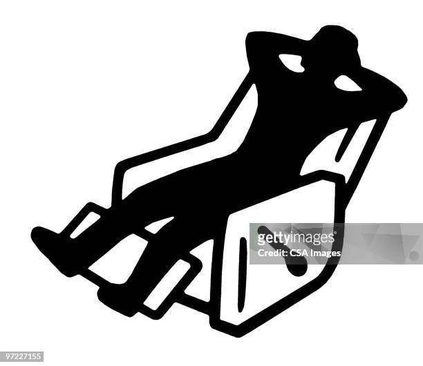 man in chair - reclining chair stock illustrations