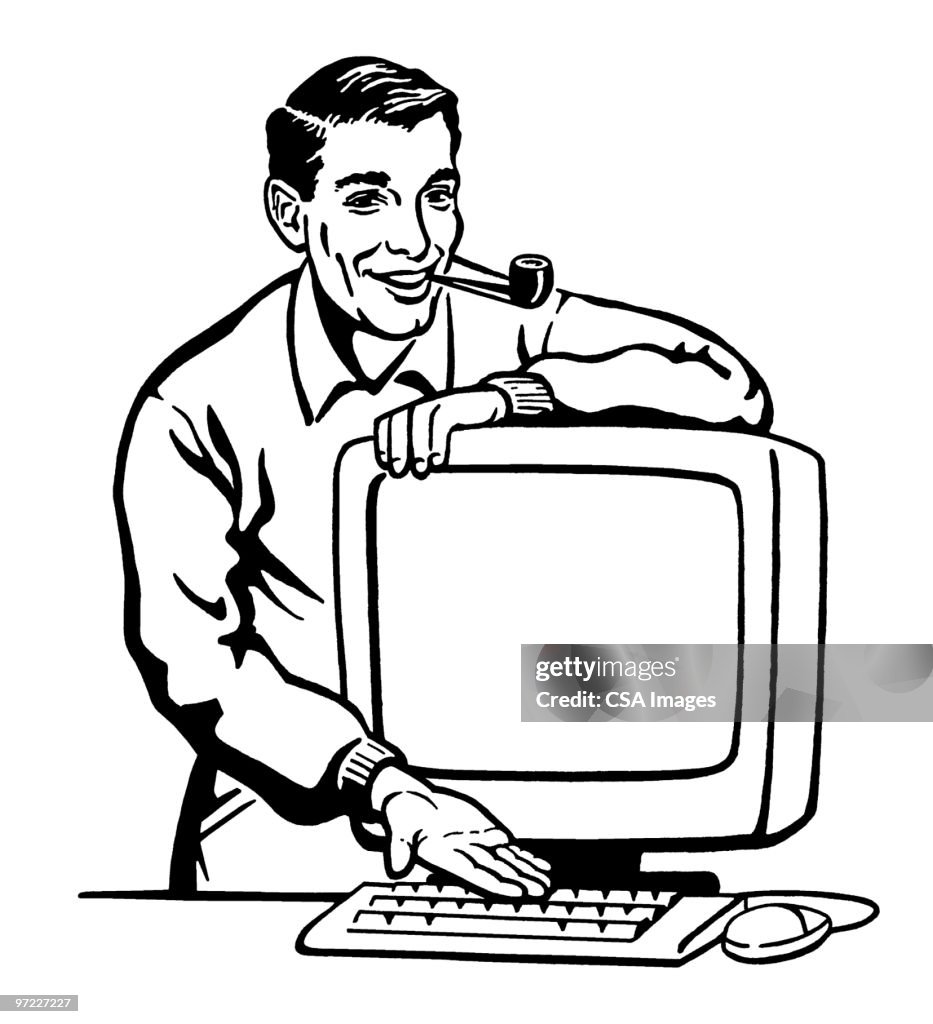 Computer Graphic Man Man With Computer High-Res Vector Graphic - Getty Images