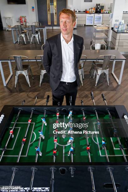 Graham Potter in the training ground restaurant during the unveiling of the new manager Graham Potter at The Fairwood Training Ground on June 11,...