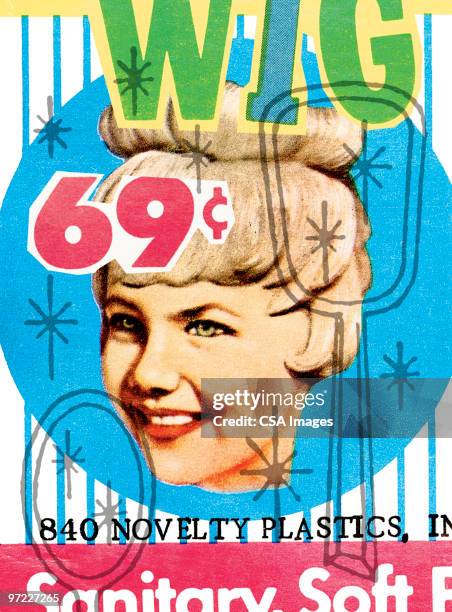 .69 cent wig - vintage beauty salon stock illustrations