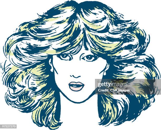 woman with feathered hair - angry woman concept stock illustrations