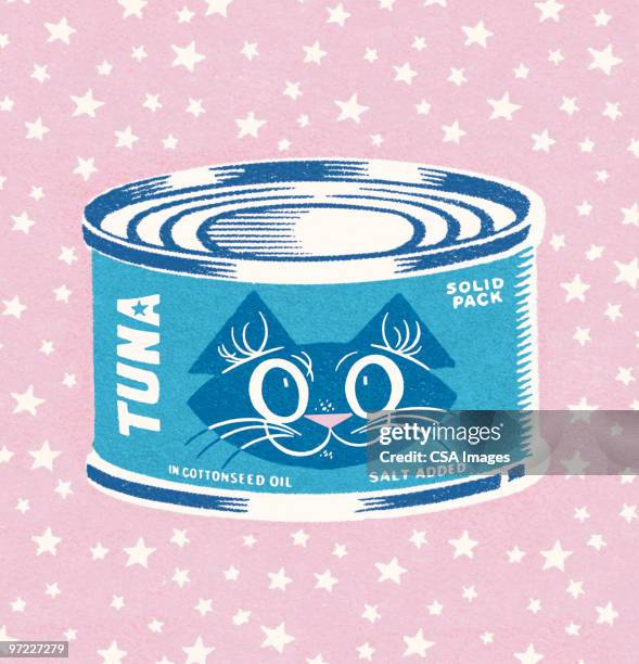 tuna cat food - cat food stock illustrations