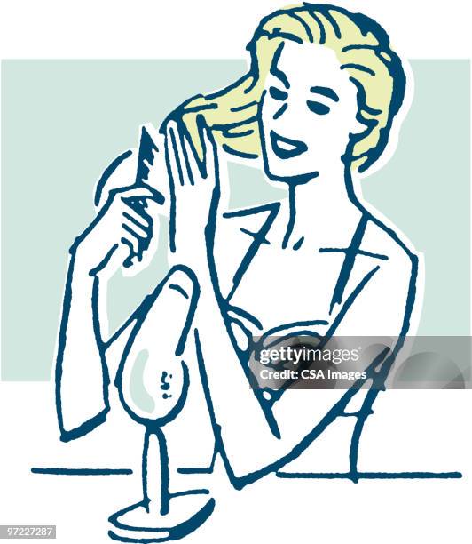 woman drying hair - domestic bathroom stock illustrations