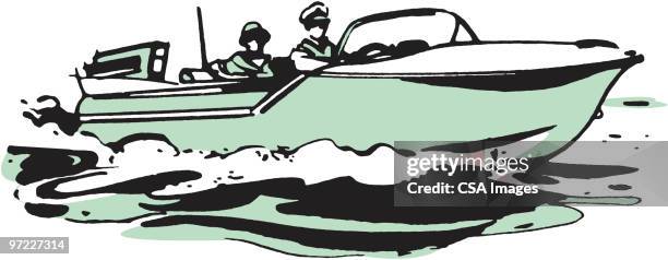 speedboat - two rivers stock illustrations