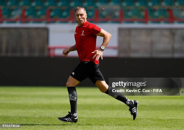 Stor Pitana of Argentina is seen during training for Referees Media Day at Lokomotiv Stadium on June 12, 2018 in Moscow, Russia.