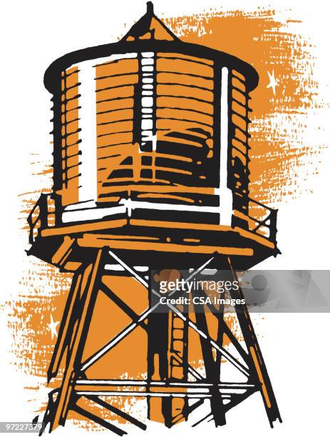 water tower - railway track stock illustrations