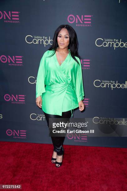 Erica Campbell attends TV One's "We're The Campbells" Special Screening at Harmony Gold Theatre on June 11, 2018 in Los Angeles, California.