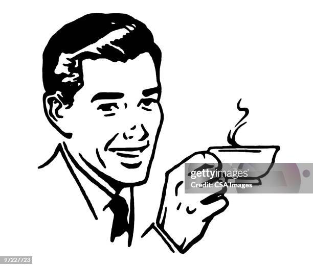 man with beverage - dampf stock-grafiken, -clipart, -cartoons und -symbole